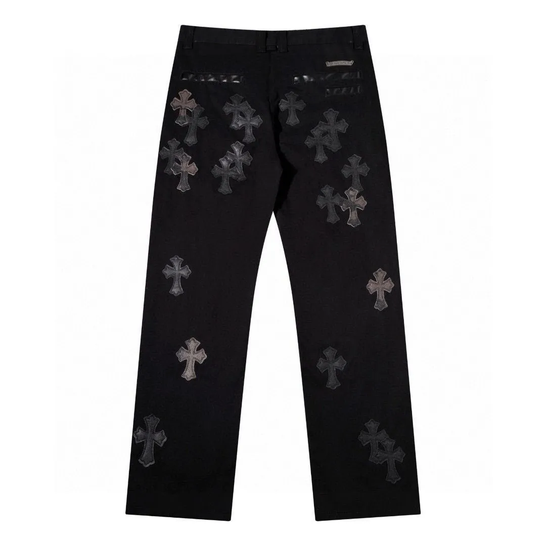 P270 💰 (Top version) Chrome Hearts丨Chrome Hearts Black and Brown Camouflage Cross Patched Leather Jeans - Full of exploring the ultimate in fashion, Chrome Hearts' new Chrome Hearts pants cleverly integrate camouflage cross, camouflage cross and other elements to break the traditional boundaries. Mattyboy's clever fusion of overalls and khaki jeans, the same style, brings endless matching inspiration to fashionistas! Whether it is daily wear or a trendy try, these pants can bring you an excellent fashion experience. Color: black Size: 28-30-32-34 (corresponds to S-M-L-XL)